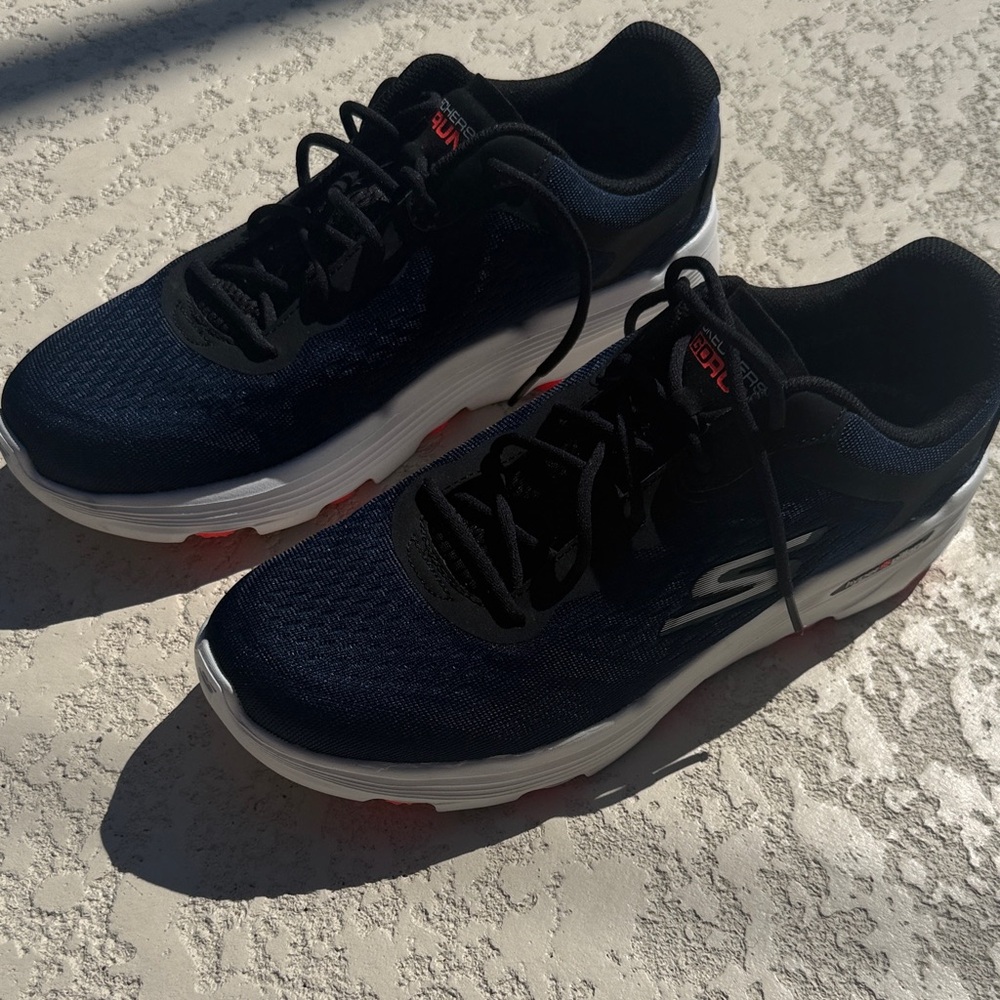 Skechers Navy and Black Mesh Running Shoes with White Soles